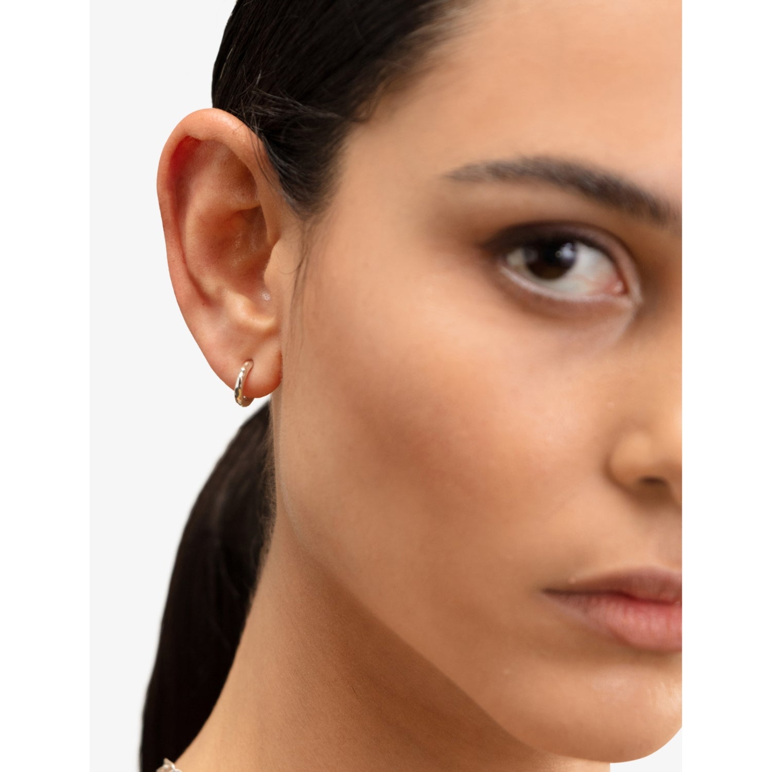 Monica Vinader mini hoop earrings in 18ct yellow gold vermeil (British brand)