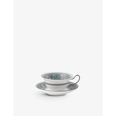 selfridges Wedgwood Florentine Turquoise Fine Bone China Teacup and Saucer- Buy online at McGrocer