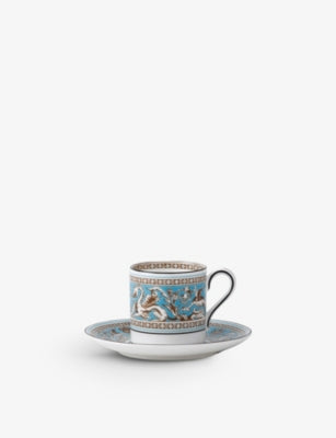 Wedgwood Florentine Turquoise coffee cup and saucer, UK version