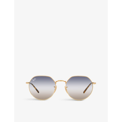 selfridges Ray-Ban Jack Hexagonal-Frame Metal and Acetate Sunglasses- Buy online at McGrocer