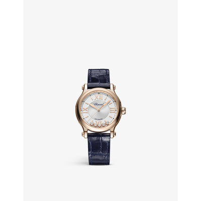 selfridges Chopard Happy Sport 18ct Rose-Gold and Diamond Automatic Watch- Buy online at McGrocer