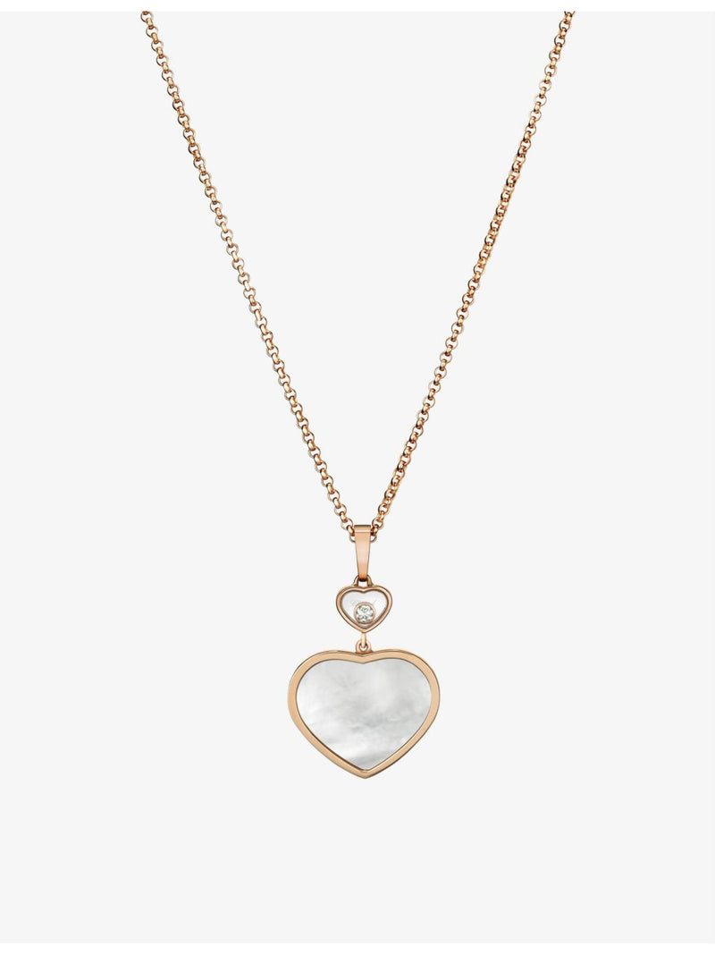 Chopard Happy Hearts rose gold mother-of-pearl diamond pendant, imported from the UK