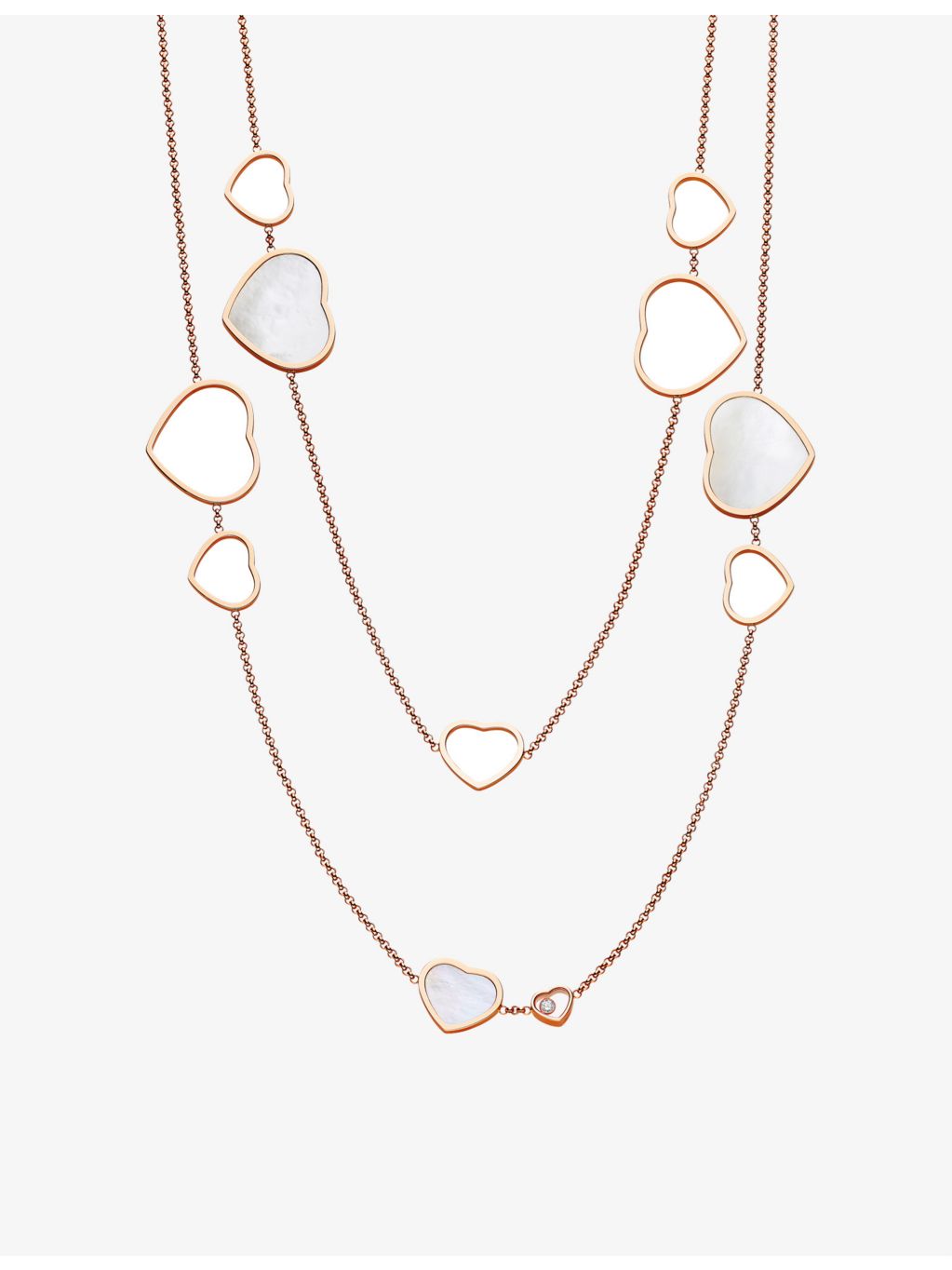 Chopard Happy Hearts sautoir necklace 18ct rose gold 120cm (British brand)