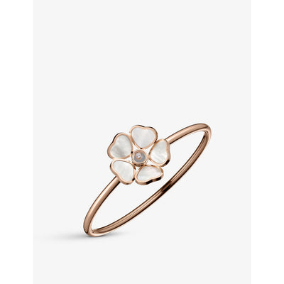 selfridges Chopard Happy Hearts Flower 18ct Rose-Gold Diamond and Mother-of-Pearl Bracelet- Buy online at McGrocer
