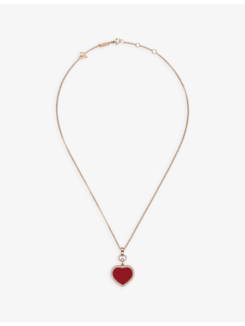 Chopard Happy Hearts rose gold pendant necklace with 0.24ct diamond (British brand)