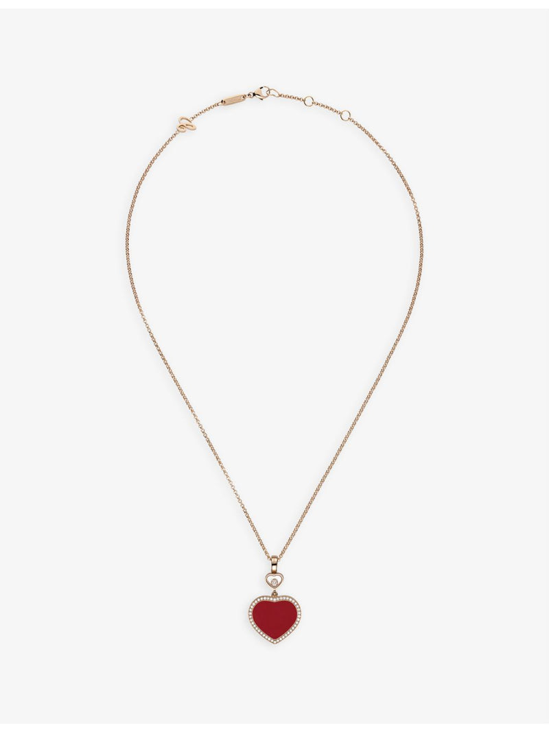 Chopard Happy Hearts rose gold pendant necklace with 0.24ct diamond (British brand)