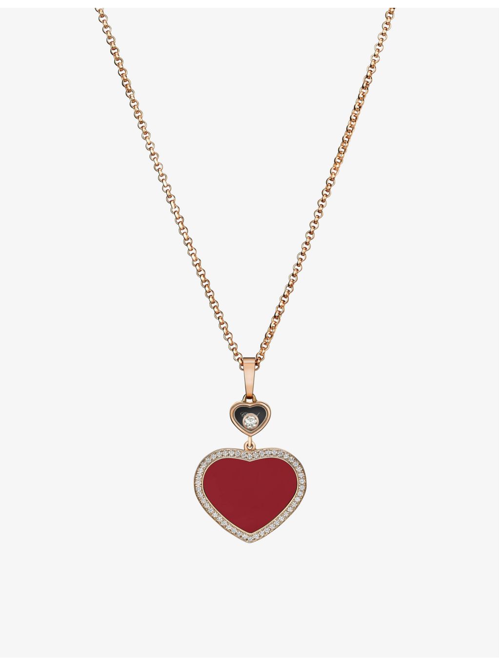 Chopard Happy Hearts rose gold pendant necklace with 0.24ct diamond (British brand)