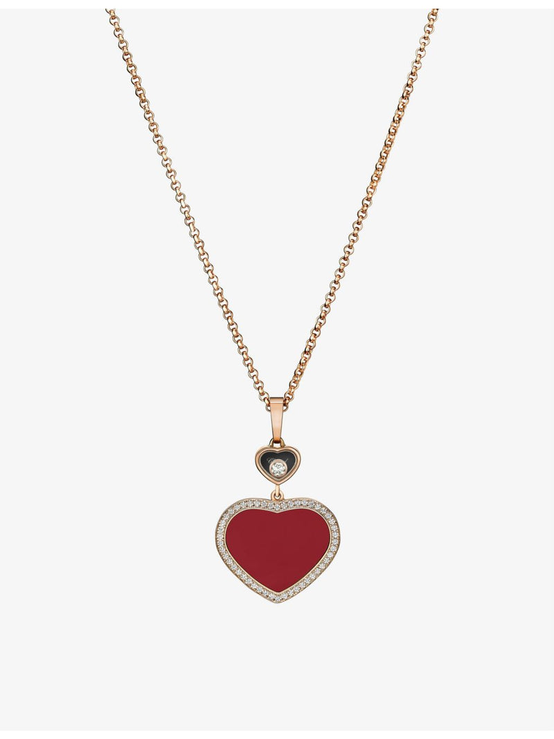 Chopard Happy Hearts rose gold pendant necklace with 0.24ct diamond (British brand)