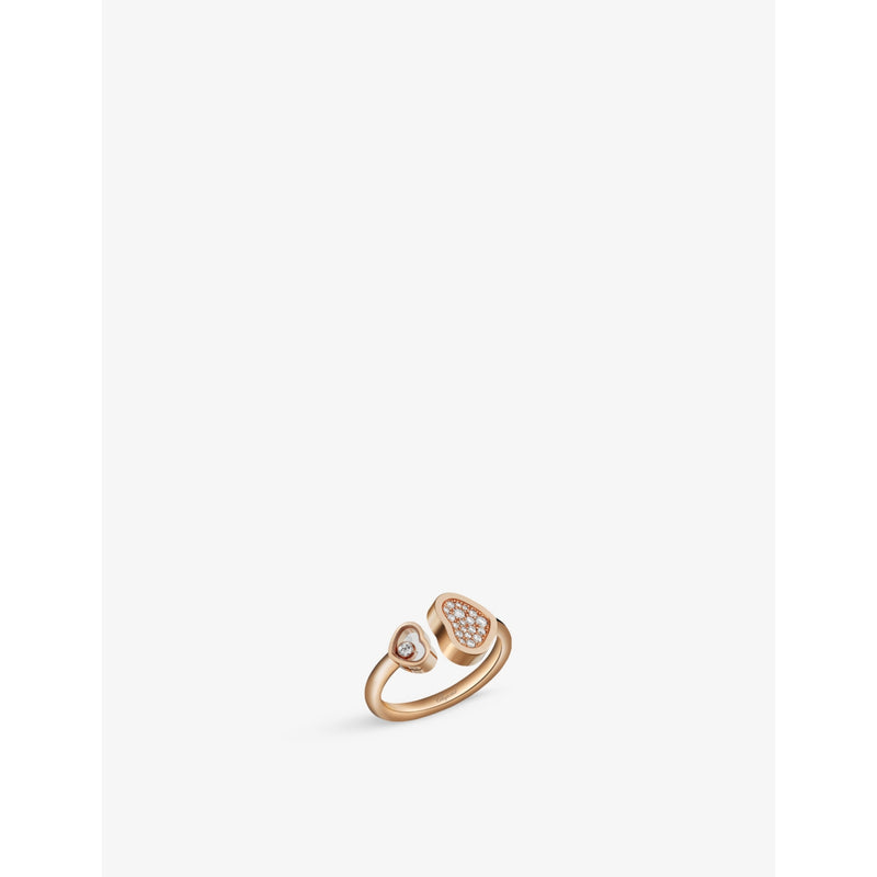 Happy Hearts 18ct rose-gold and 0.22ct round-cut diamond ring - 54mm