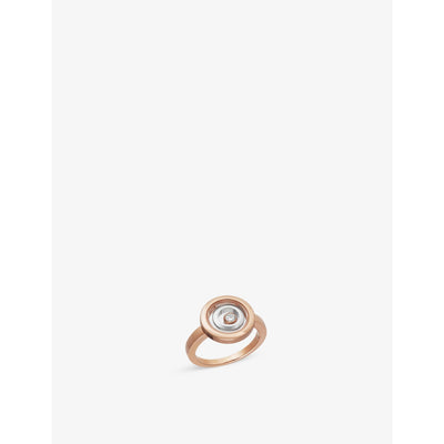 selfridges Chopard Happy Spirit 18ct Rose Gold and White Gold 0.09ct Diamond Ring- Buy online at McGrocer