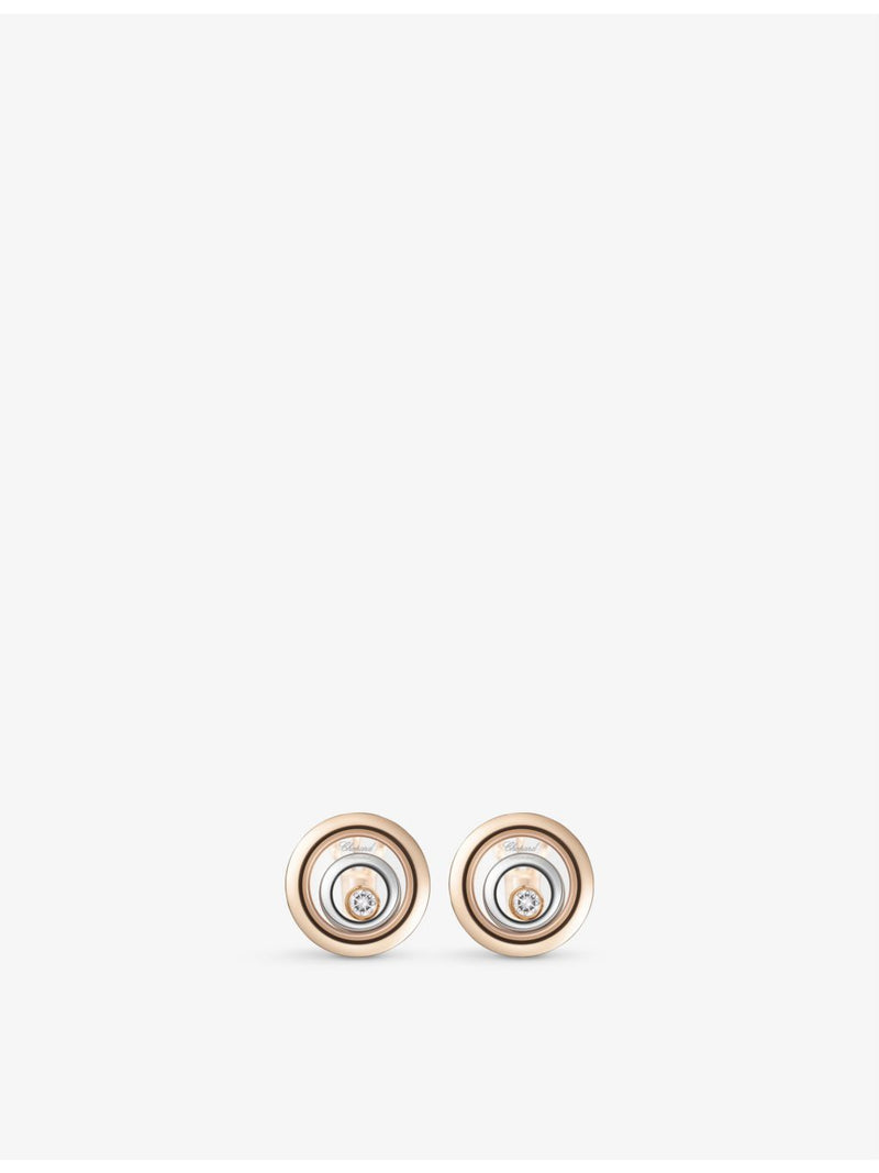Chopard diamond earrings 18ct rose-gold white-gold 0.19ct, imported from the UK