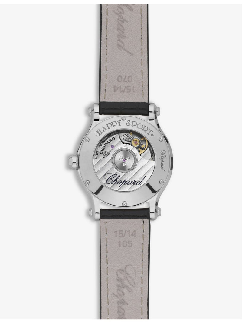 Chopard Happy Sport watch with diamonds and leather strap 30mm (British brand)