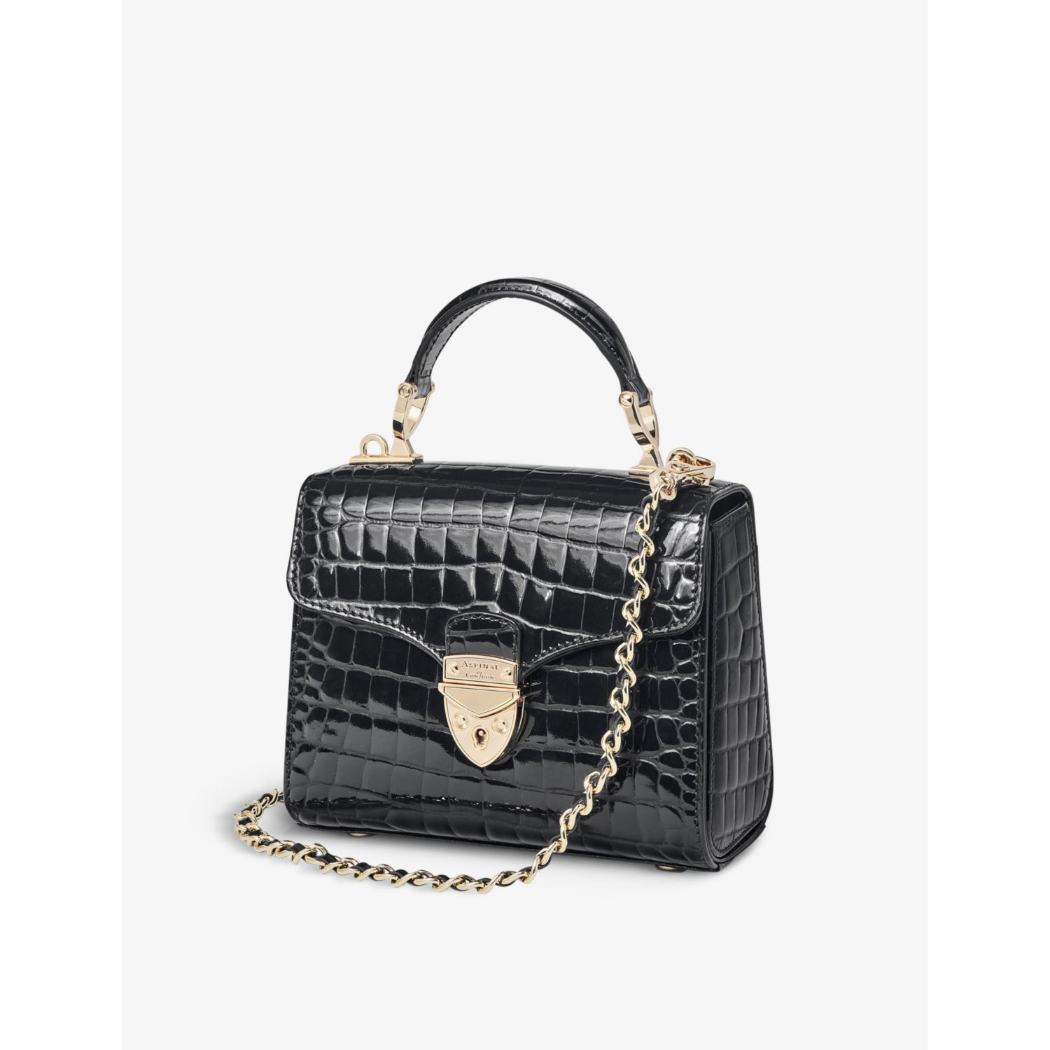 Aspinal of London Mayfair mini croc-embossed leather top-handle bag (British brand)