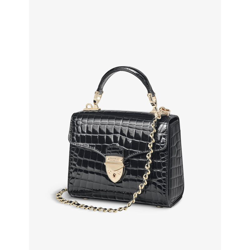 Aspinal of London Mayfair mini croc-embossed leather top-handle bag (British brand)