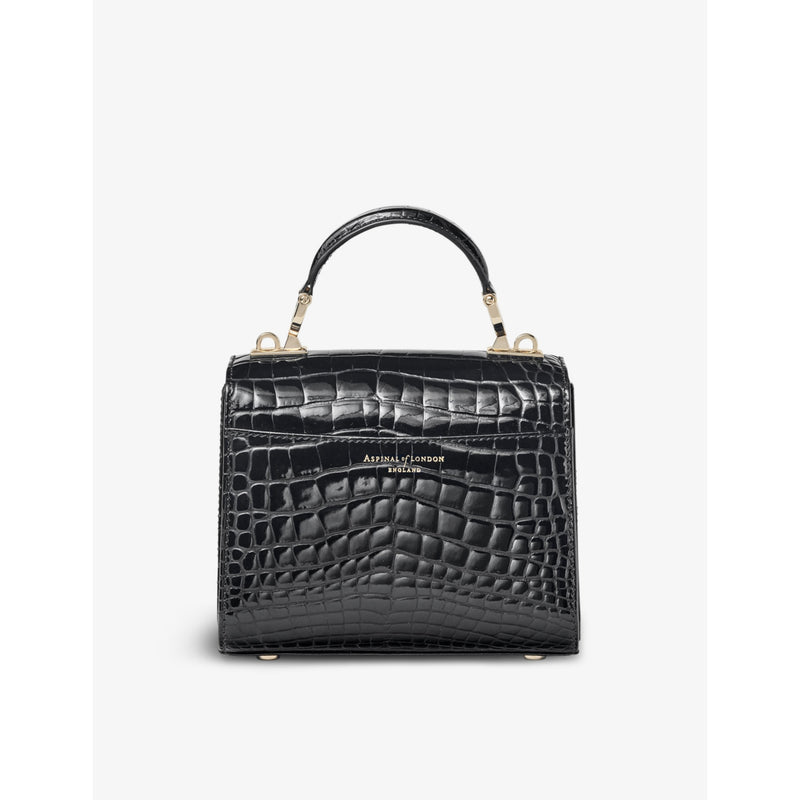 Aspinal of London Mayfair mini croc-embossed leather top-handle bag (British brand)