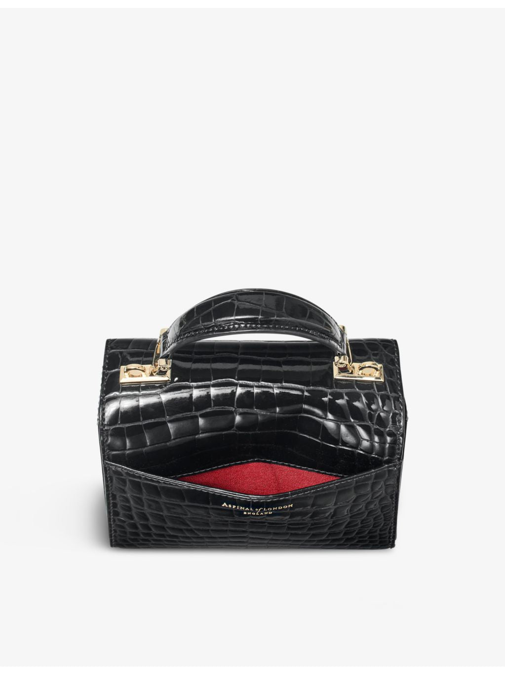 Aspinal of London Mayfair mini croc-embossed leather top-handle bag (British brand)