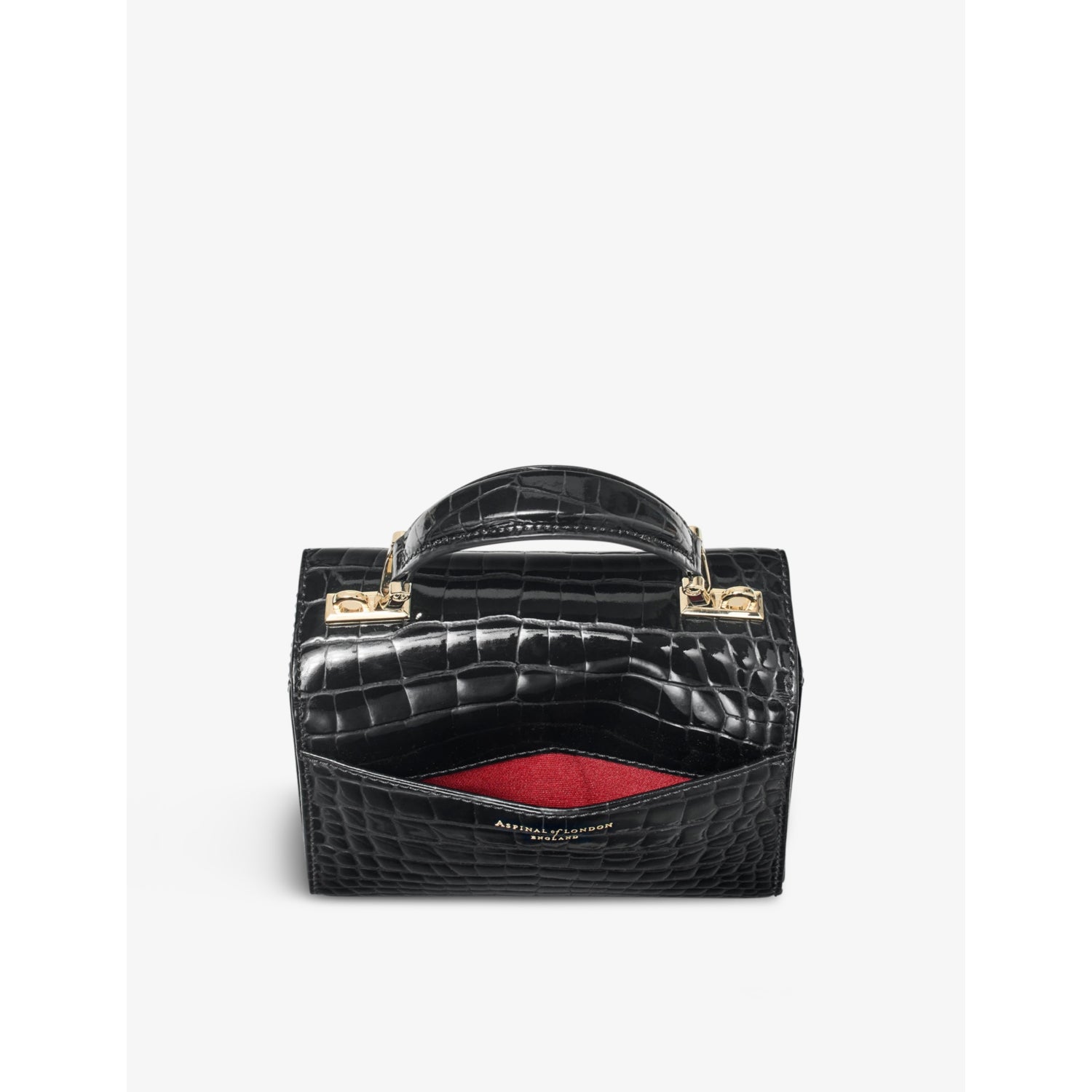 Aspinal of London Mayfair mini croc-embossed leather top-handle bag (British brand)