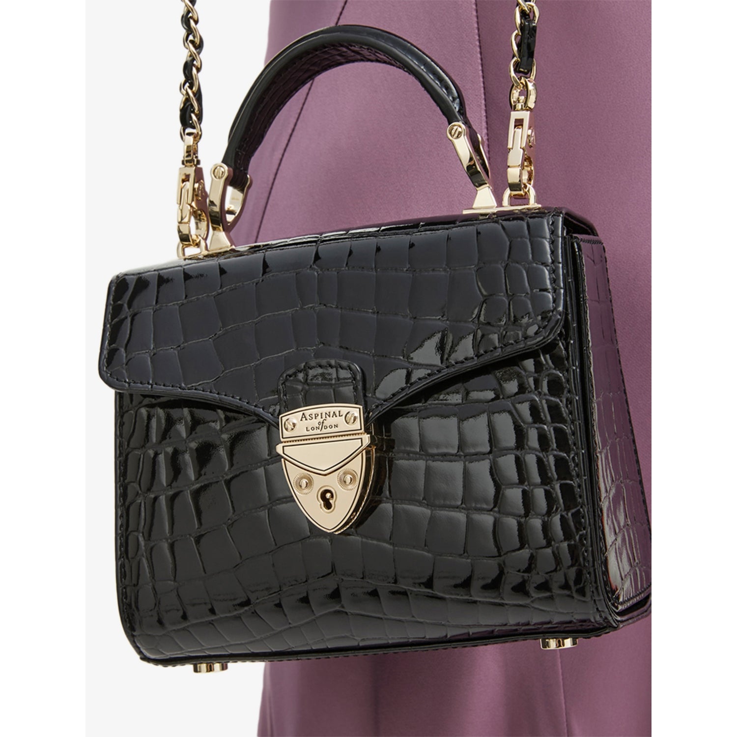 Aspinal of London Mayfair mini croc-embossed leather top-handle bag (British brand)