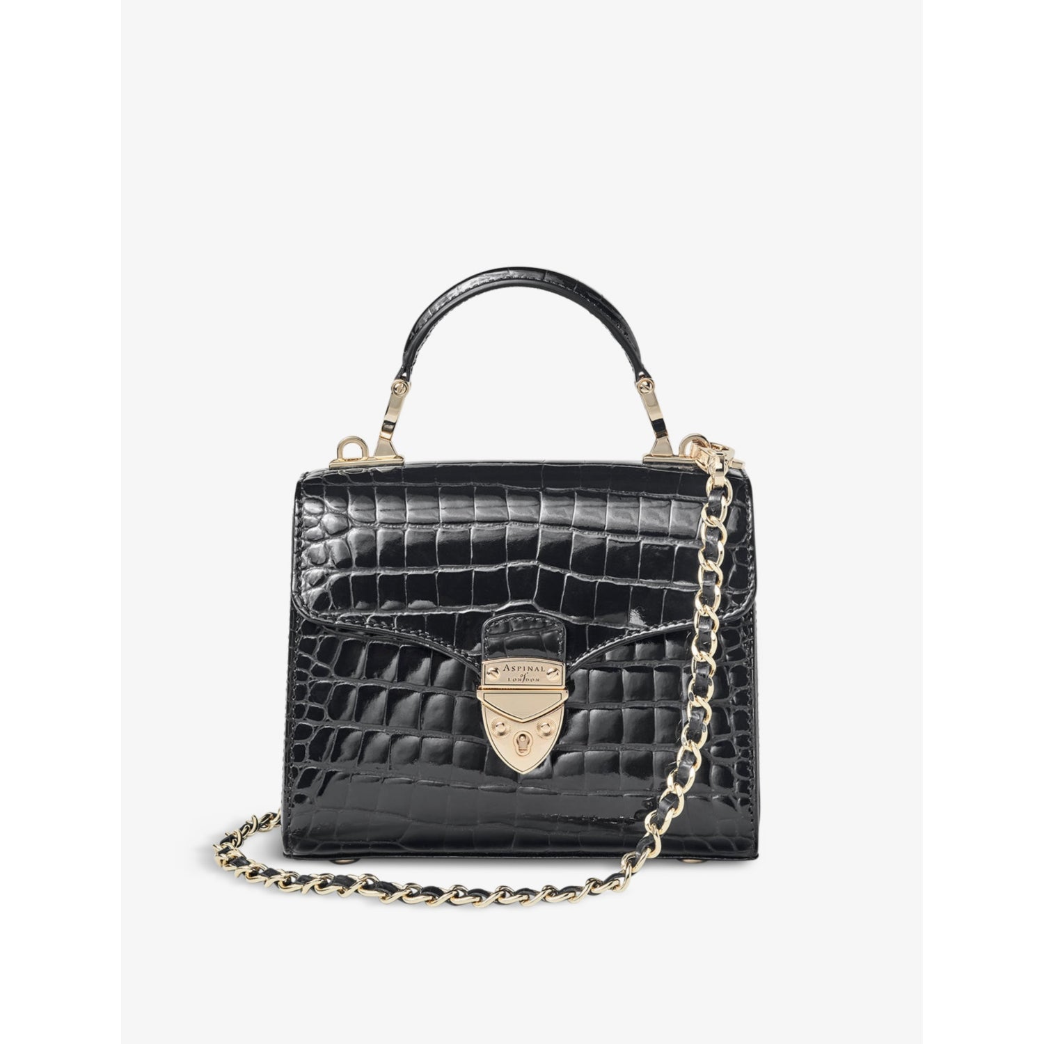 Aspinal of London Mayfair mini croc-embossed leather top-handle bag (British brand)