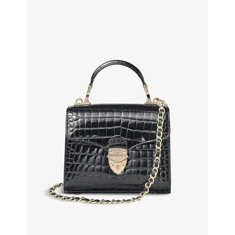 Aspinal of London Mayfair mini croc-embossed leather top-handle bag (British brand)