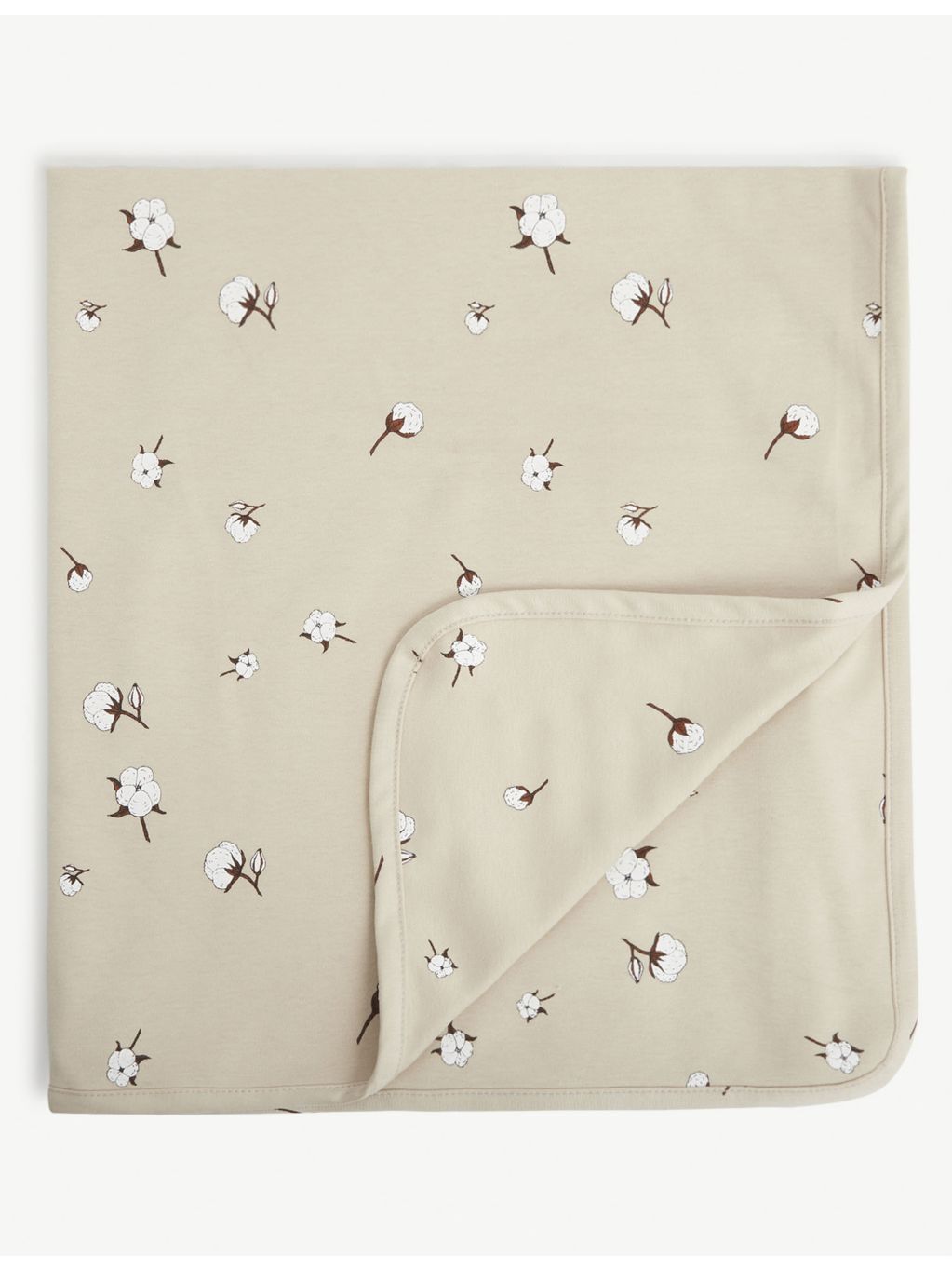 Organic Zoo floral print reversible cotton blanket 77cm - British product