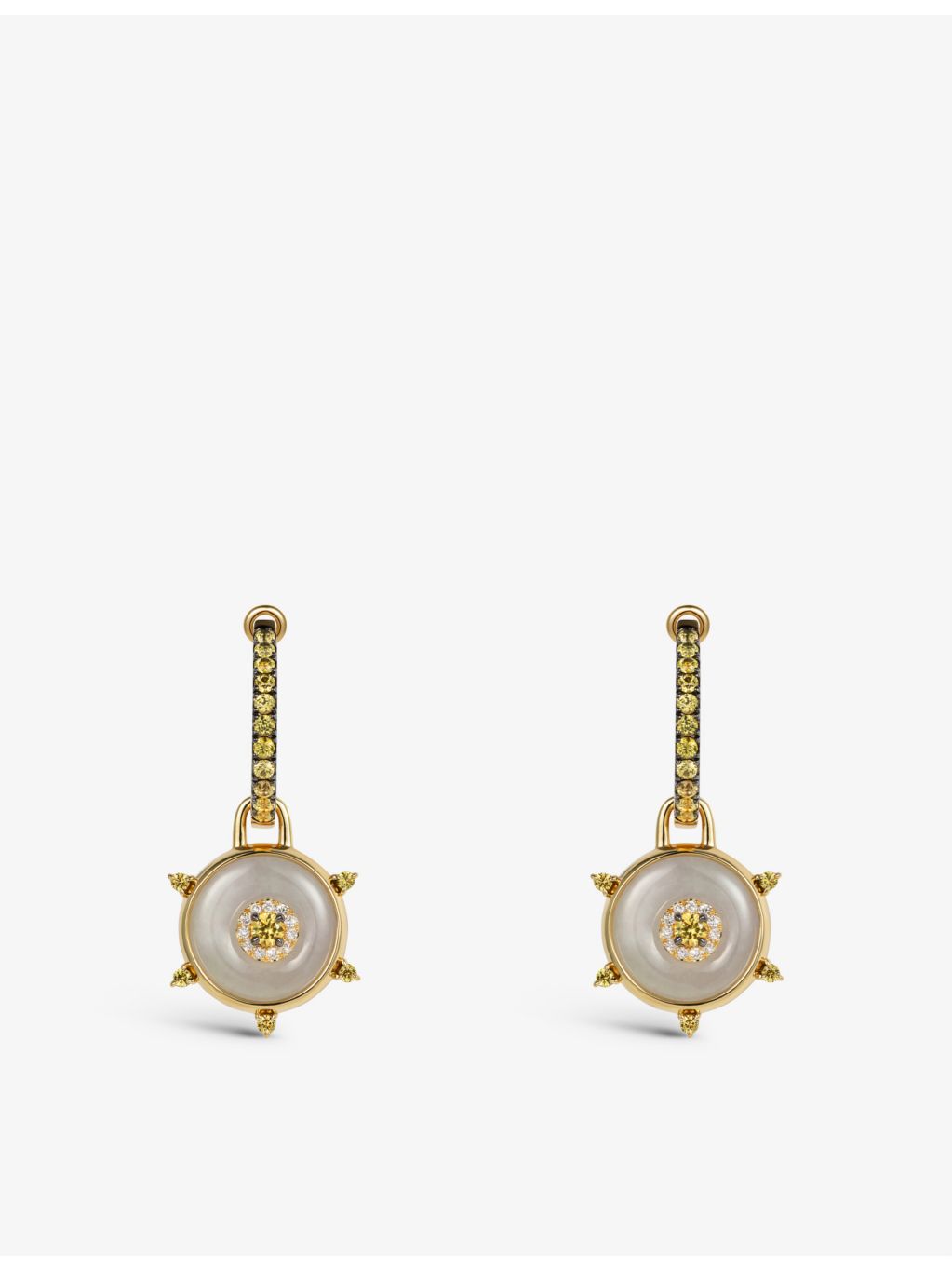 Nadine Aysoy Celeste diamond and jade huggie earrings, UK version