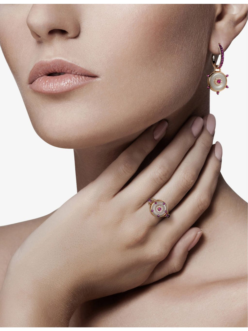 Nadine Aysoy Celeste 18ct rose gold huggie earrings (British brand)