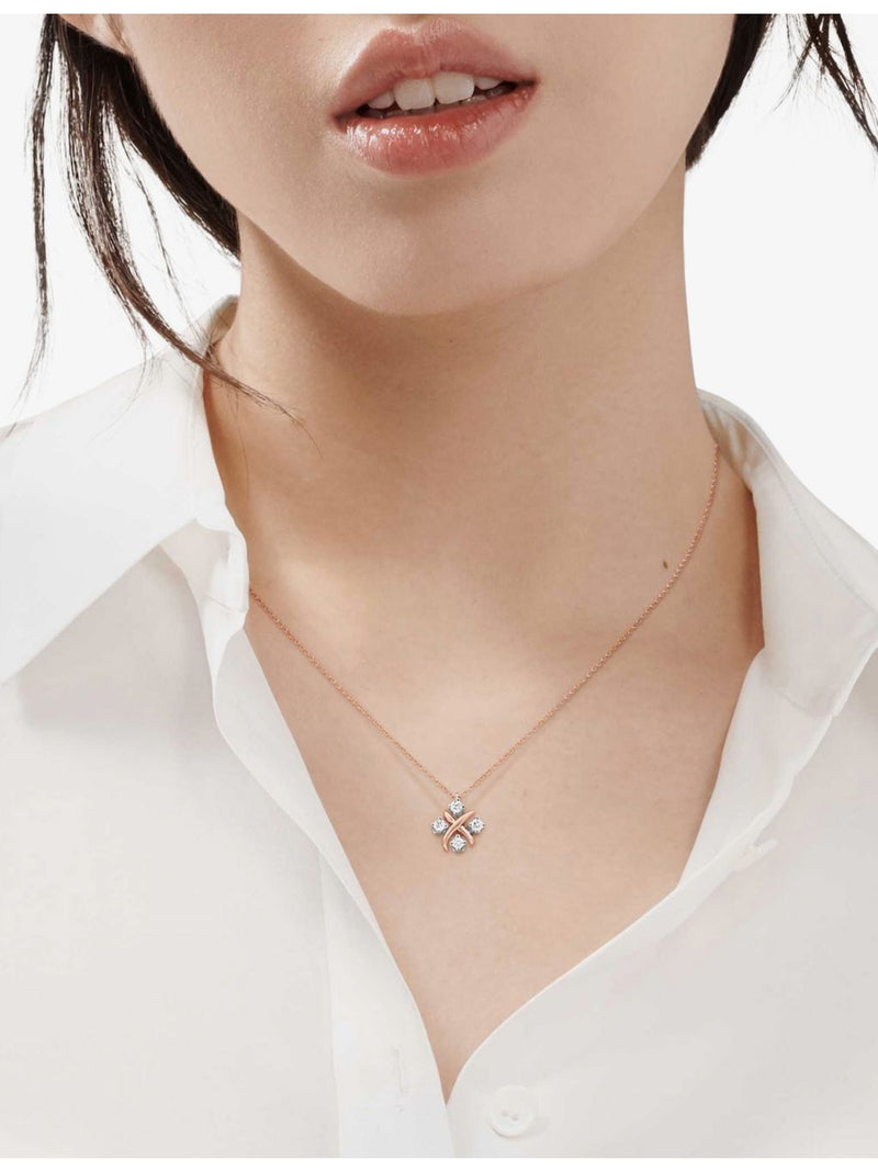 Tiffany & Co rose gold diamond pendant necklace, imported from the UK