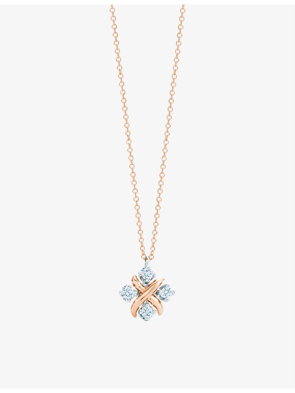 Tiffany & Co rose gold diamond pendant necklace, imported from the UK