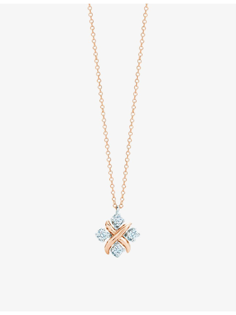 Tiffany & Co rose gold diamond pendant necklace, imported from the UK