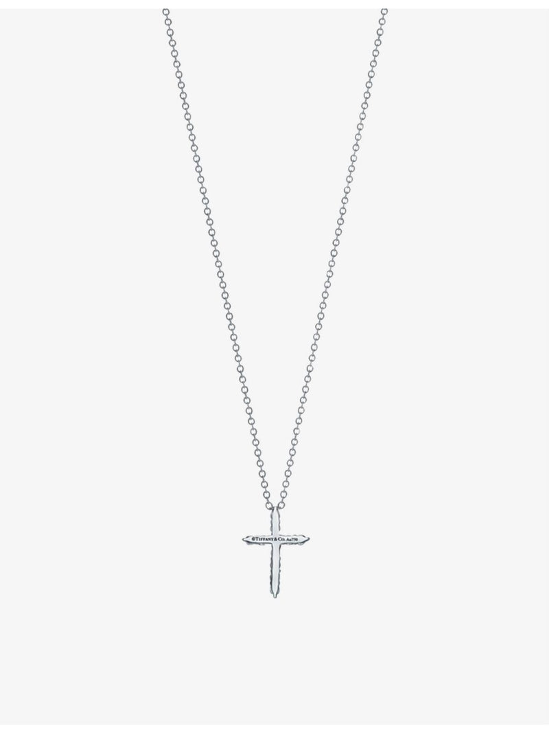 Tiffany & Co. platinum diamond cross pendant necklace 0.21ct, UK version
