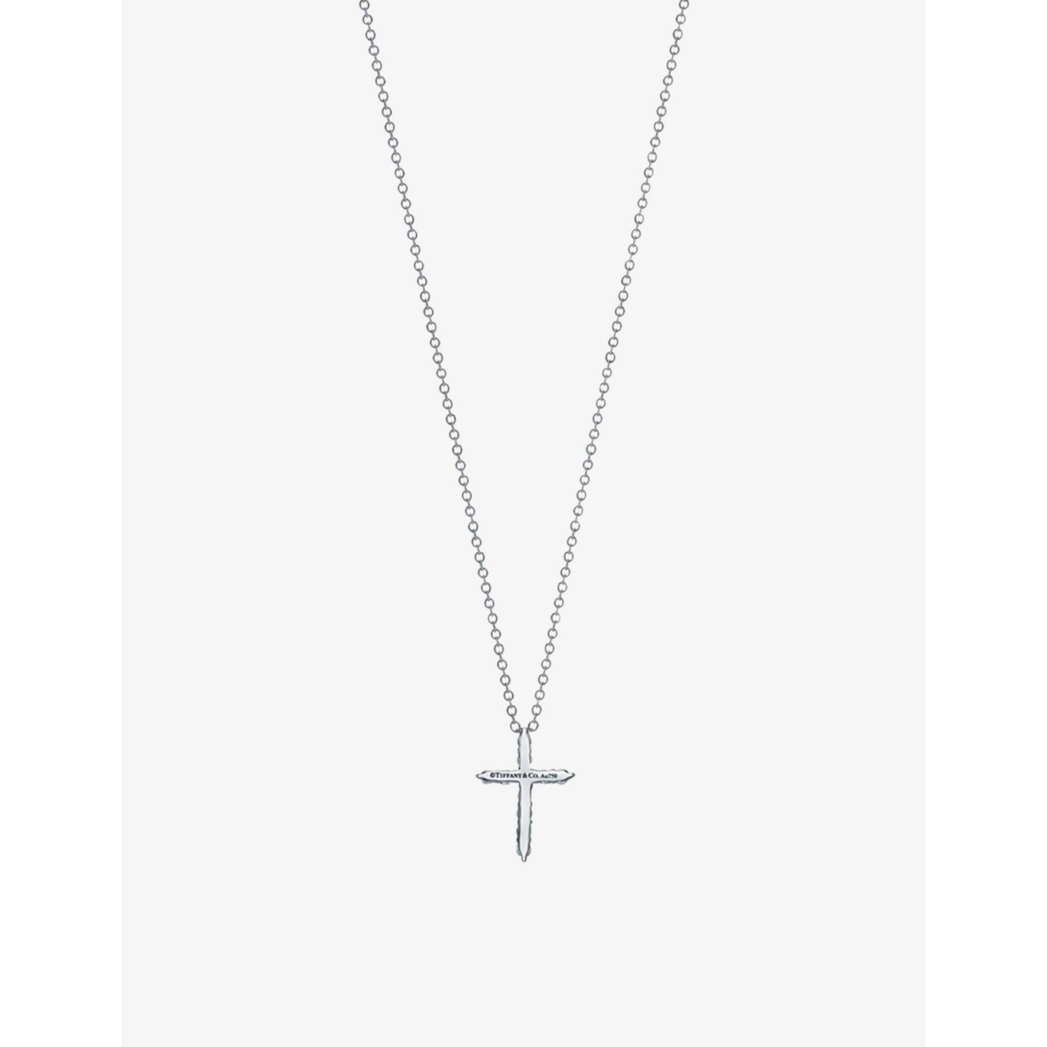 Tiffany & Co. platinum diamond cross pendant necklace 0.21ct, UK version