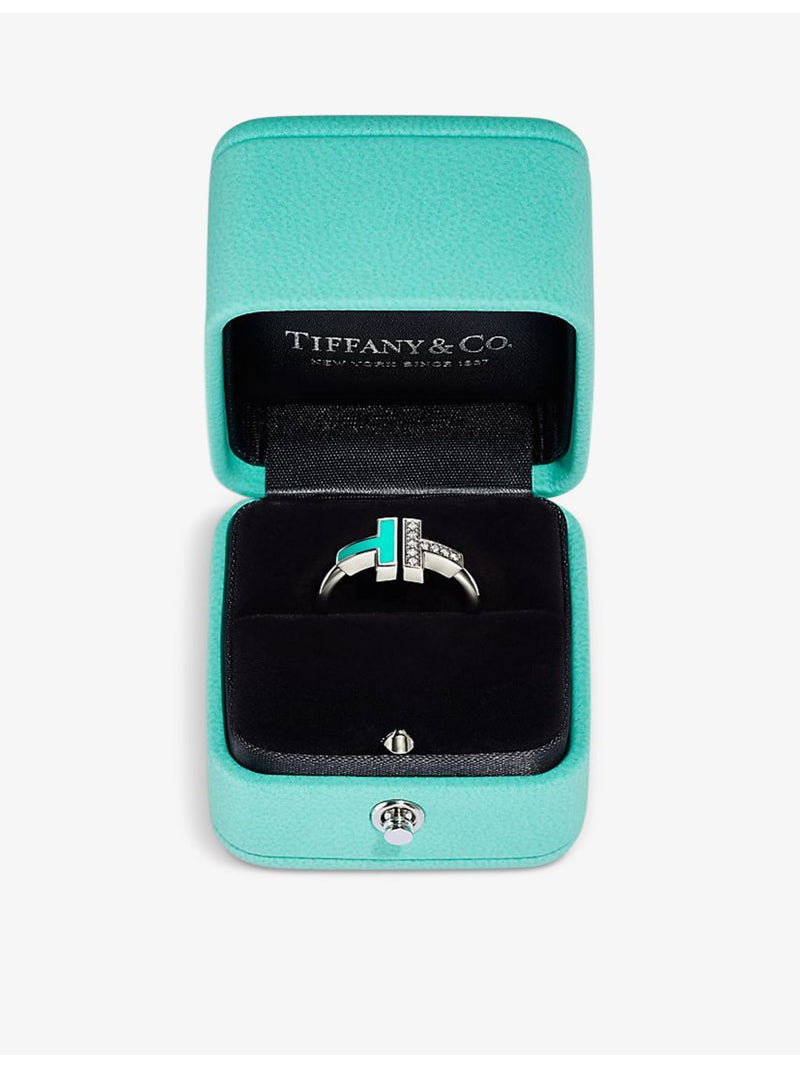 Tiffany & Co T ring 18ct white gold turquoise diamond (British brand)