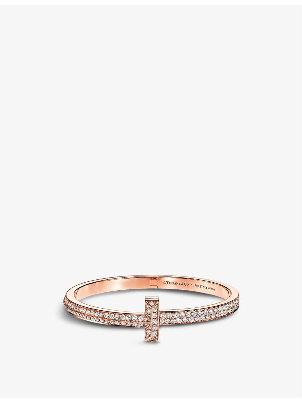 Tiffany T1 medium 18ct rose gold diamond bangle bracelet, UK version