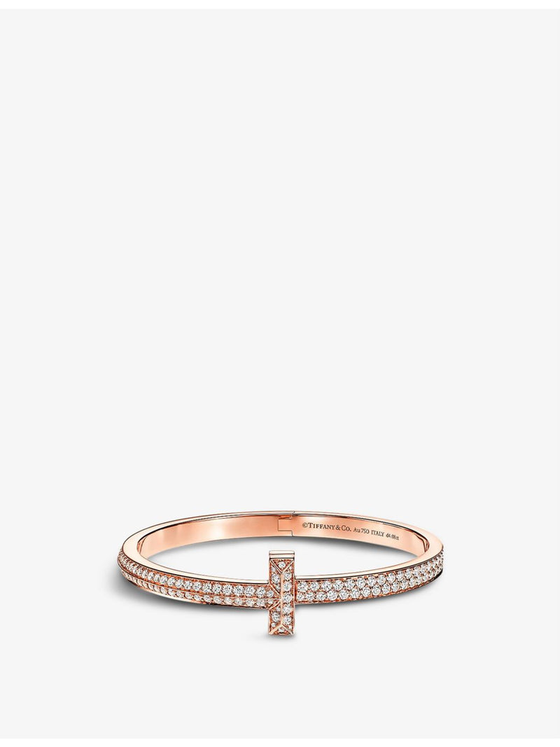 Tiffany T1 medium 18ct rose gold diamond bangle bracelet, UK version