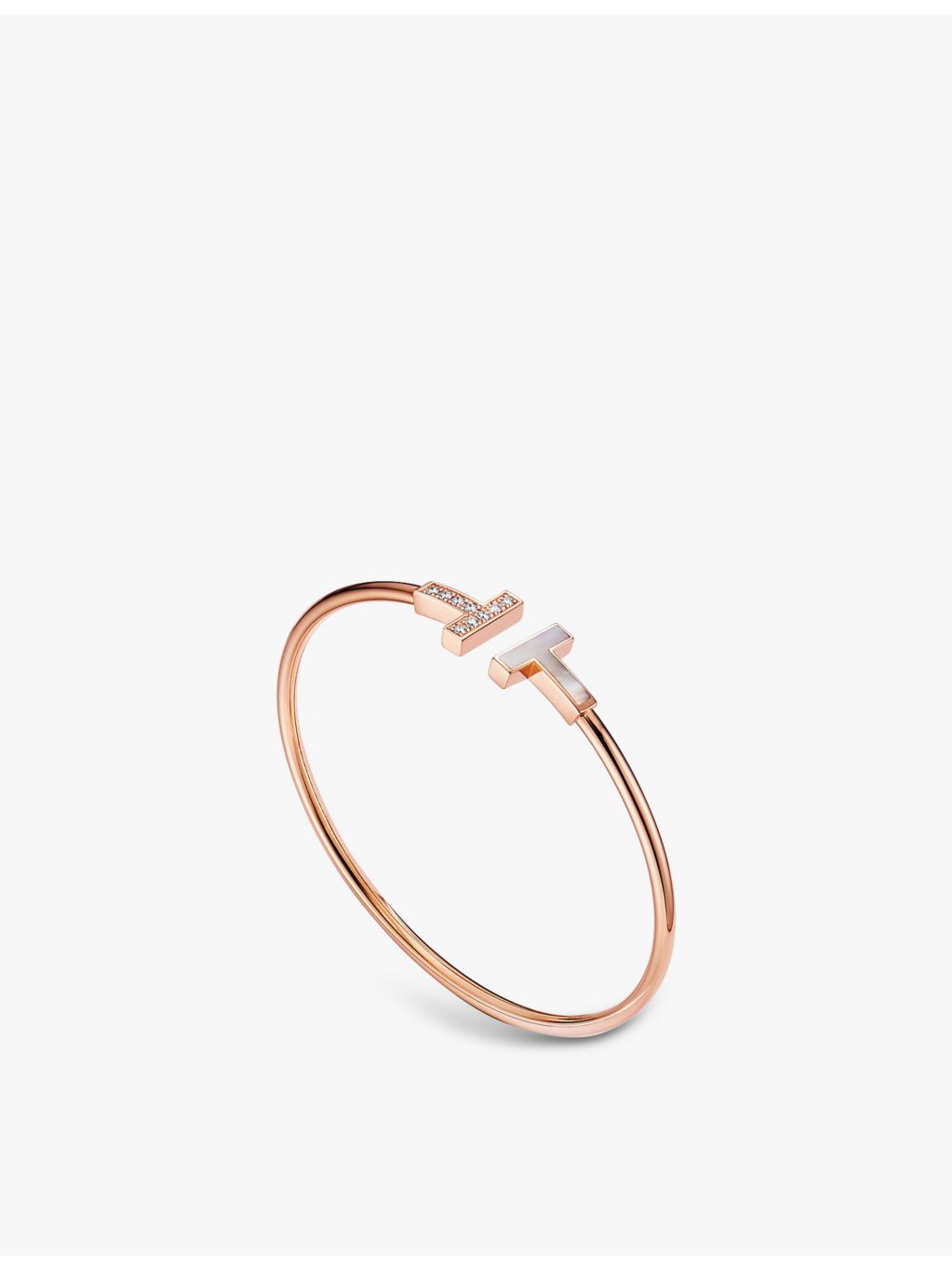 Tiffany T Wire 18ct rose-gold bracelet with mother-of-pearl and diamond, UK version