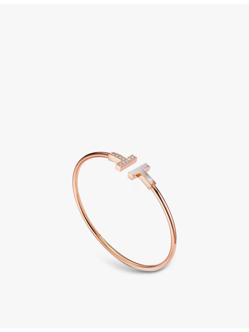 Tiffany T Wire 18ct rose-gold bracelet with mother-of-pearl and diamond, UK version