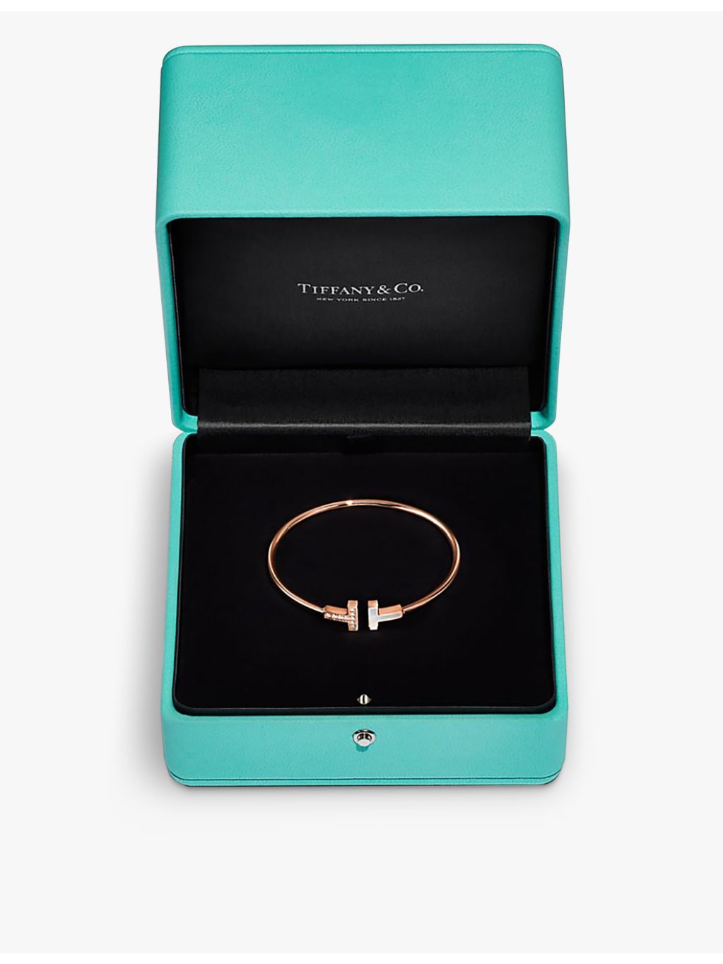 Tiffany T Wire 18ct rose-gold bracelet with mother-of-pearl and diamond, UK version