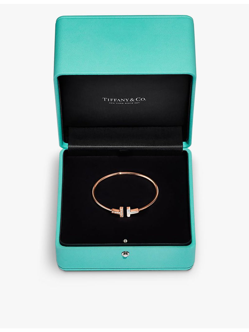 Tiffany T Wire 18ct rose-gold bracelet with mother-of-pearl and diamond, UK version
