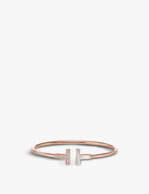 Tiffany & Co. T Wire 18ct Rose-Gold, 0.11ct Diamond and Mother-of-Pearl Bracelet