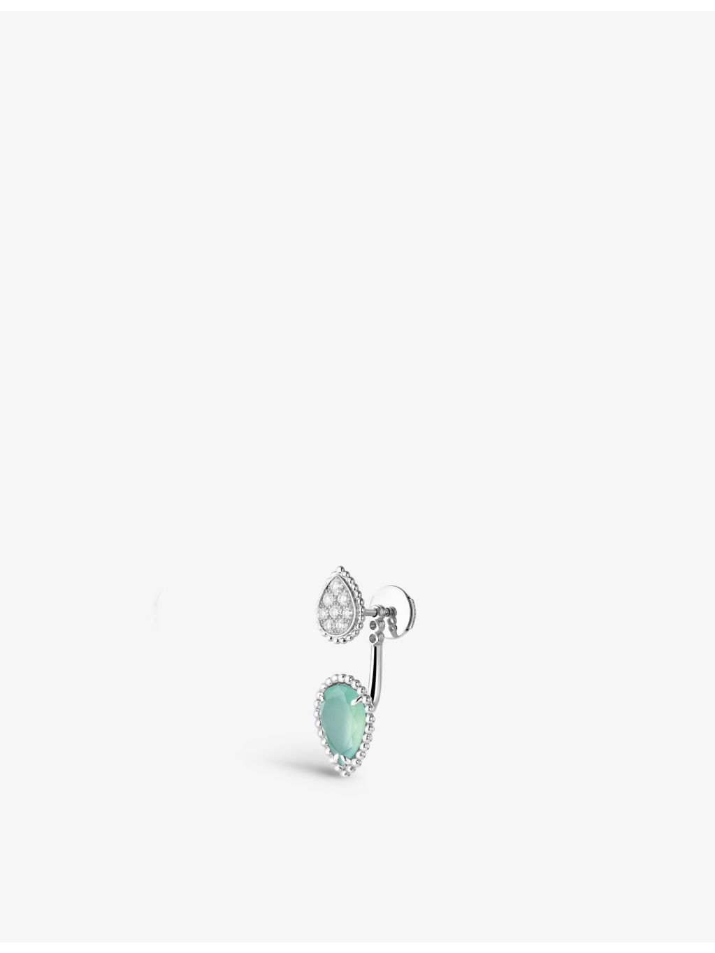 Boucheron Serpent Bohème stud earring 18ct white gold and aquaprase (British brand)