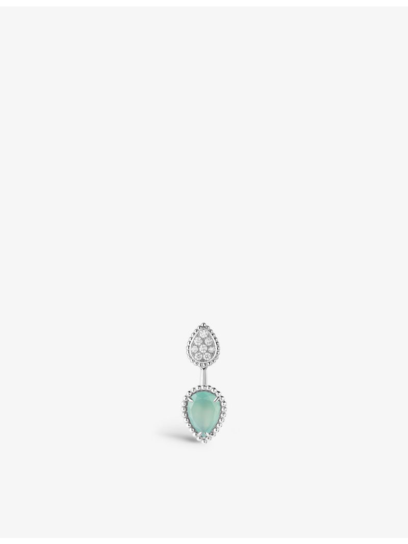 Boucheron Serpent Bohème stud earring 18ct white gold and aquaprase (British brand)