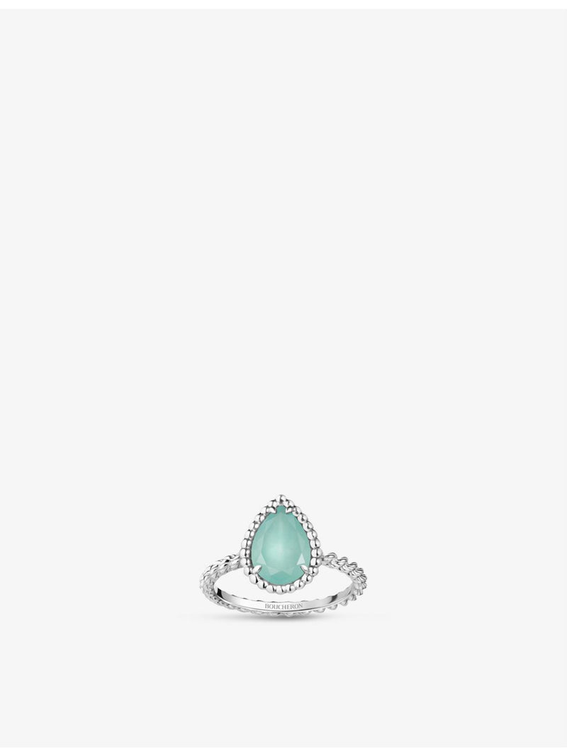 Boucheron Serpent Bohème 18ct white-gold aquaprase ring (British brand)