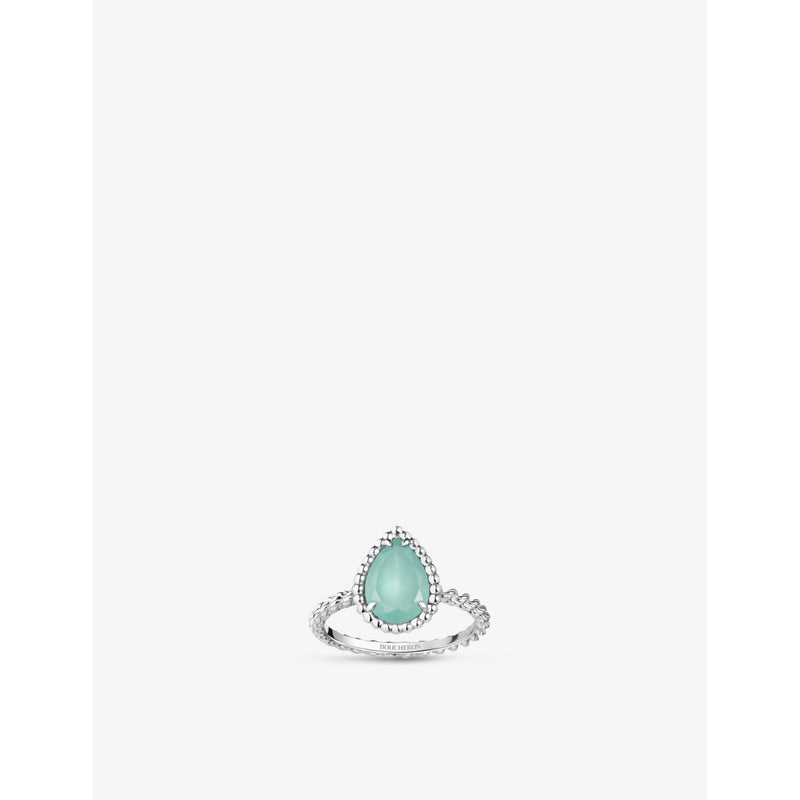 Serpent Bohème 18ct white-gold and 1.16ct aquaprase ring - 53mm
