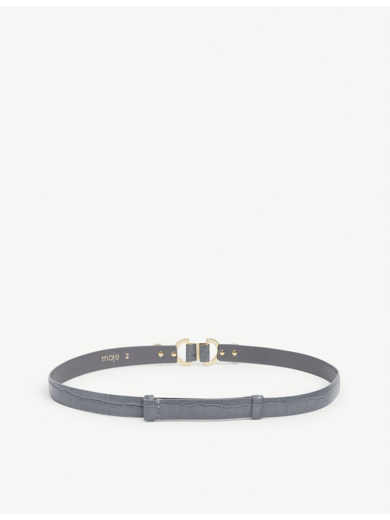 Maje crocodile-effect leather slim belt 1.75cm, UK version