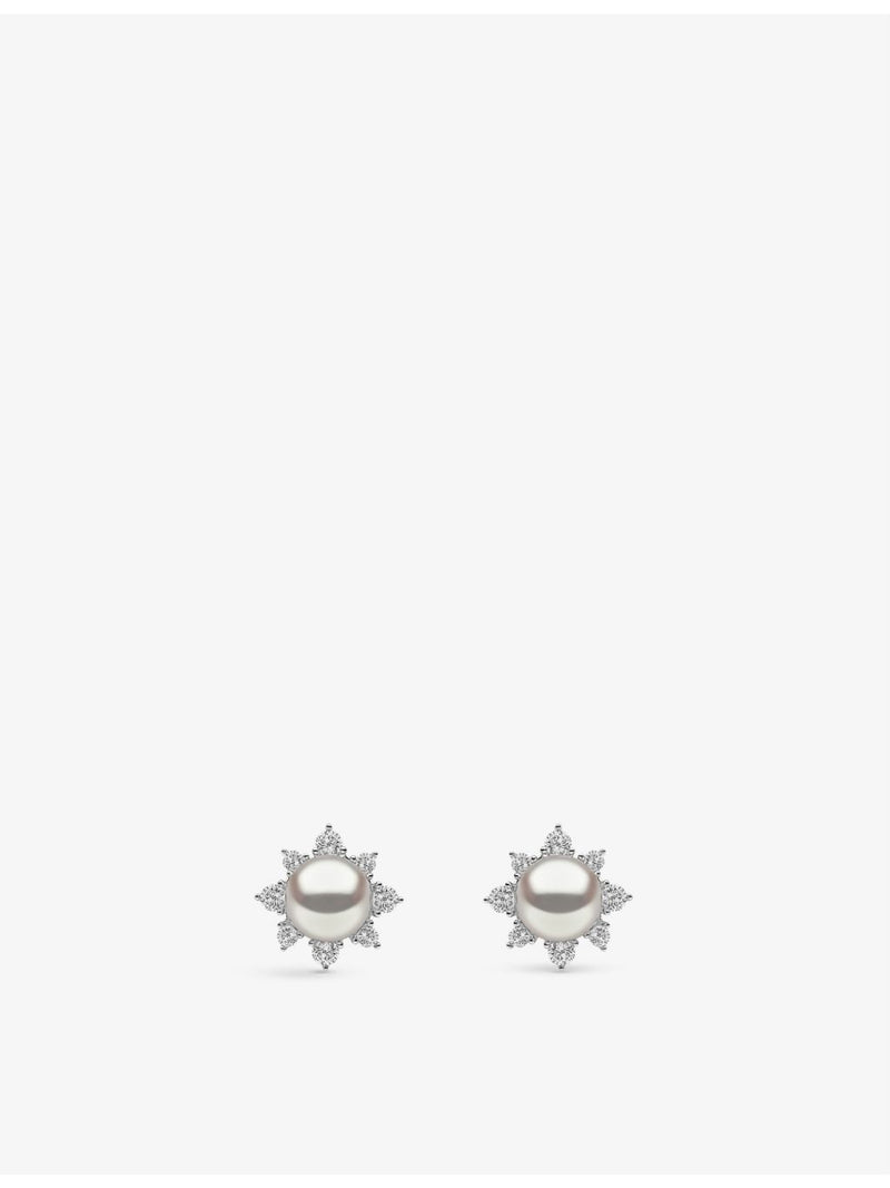 Yoko London 18ct white gold diamond pearl earrings, imported from the UK