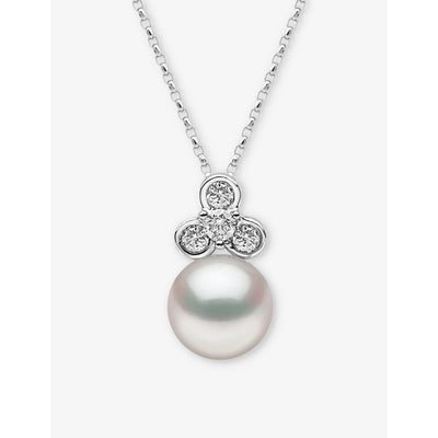 selfridges Yoko London Trend 18ct Yellow Gold 0.082ct Brilliant-Cut Diamond and Freshwater Pearl Necklace- Buy online at McGrocer