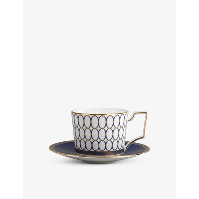 selfridges Wedgwood Renaissance Gold Graphic-Print Porcelain Coffee Cup and Saucer, Set of 2, 70ml- Buy online at McGrocer
