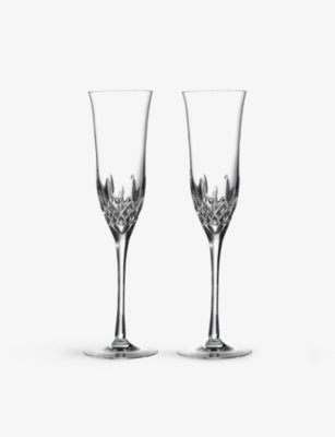 Waterford champagne flutes Lismore cut pattern set of two (British brand)