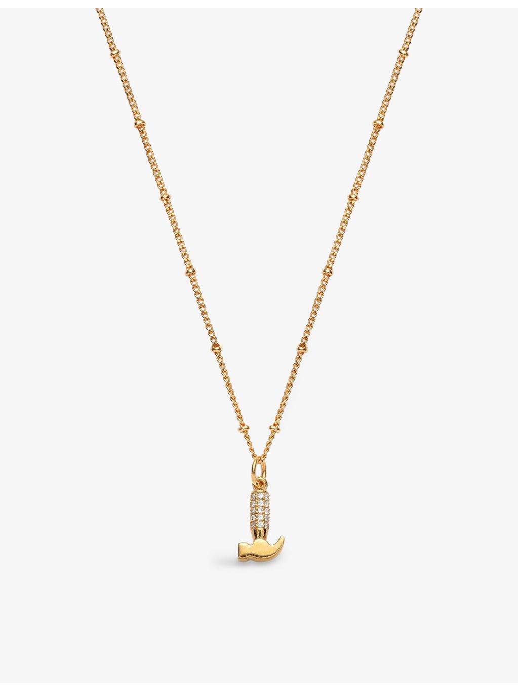 With Love Darling gold-plated vermeil zircon hammer pendant necklace (British brand)